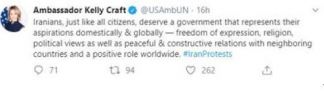 تویت کلی کرافت نماینده آمریکا در سازمان ملل